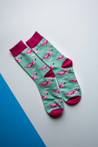 dress socks with flamingo logo